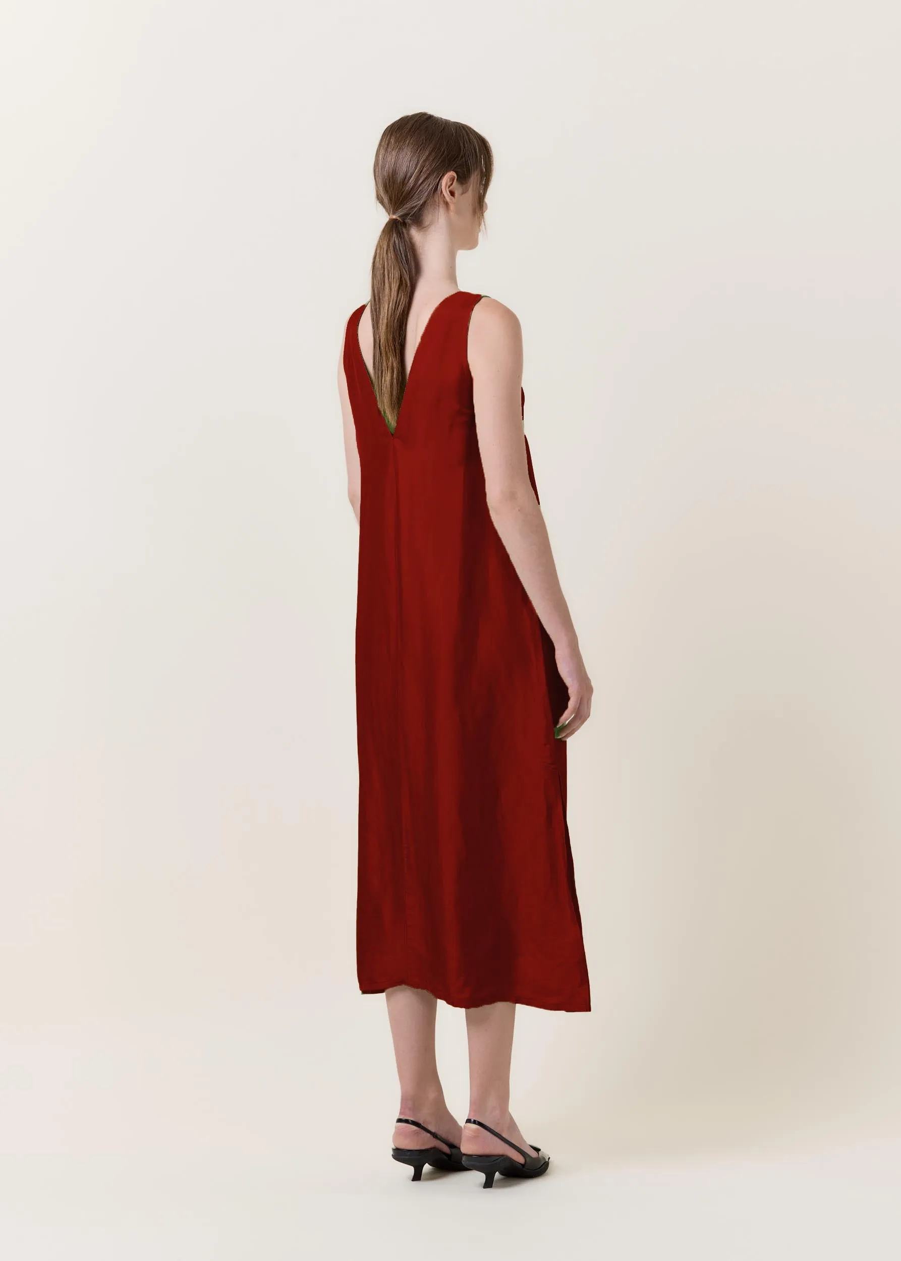 Red Silk Maxi Dress
