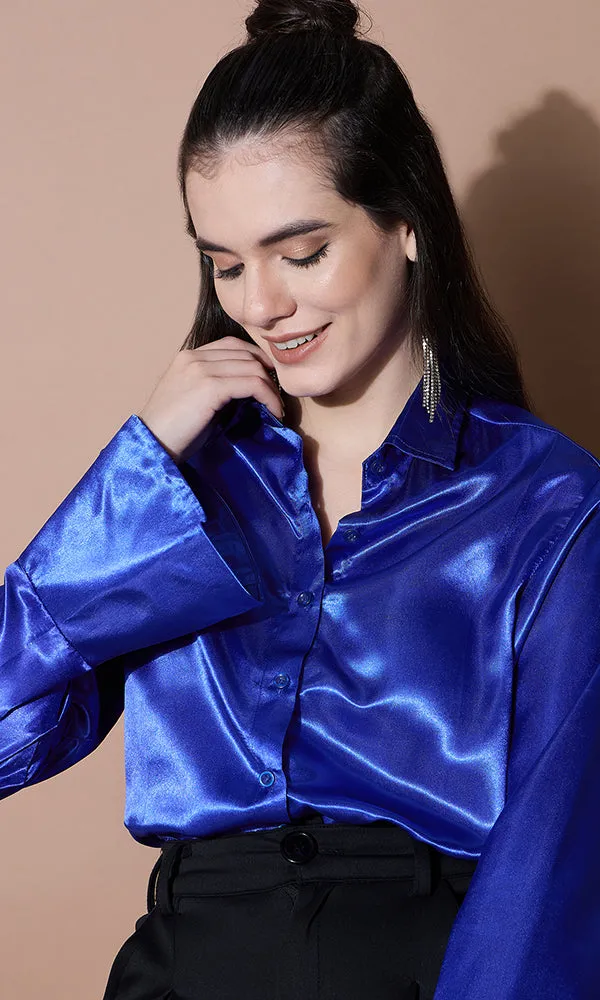 SAPHIRE SILK SATIN SHIRT