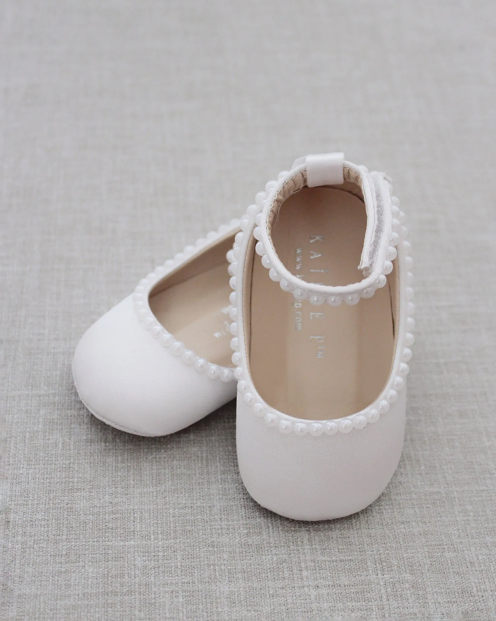 Satin Flats with Mini Pearls