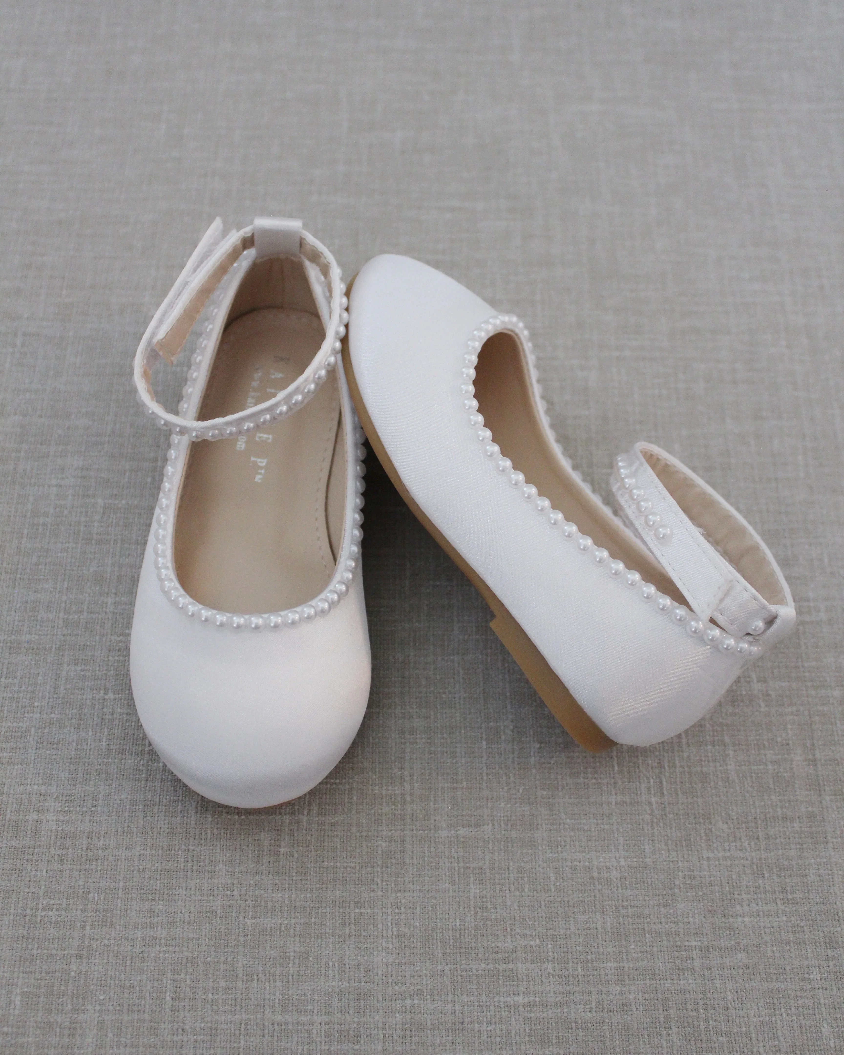 Satin Flats with Mini Pearls