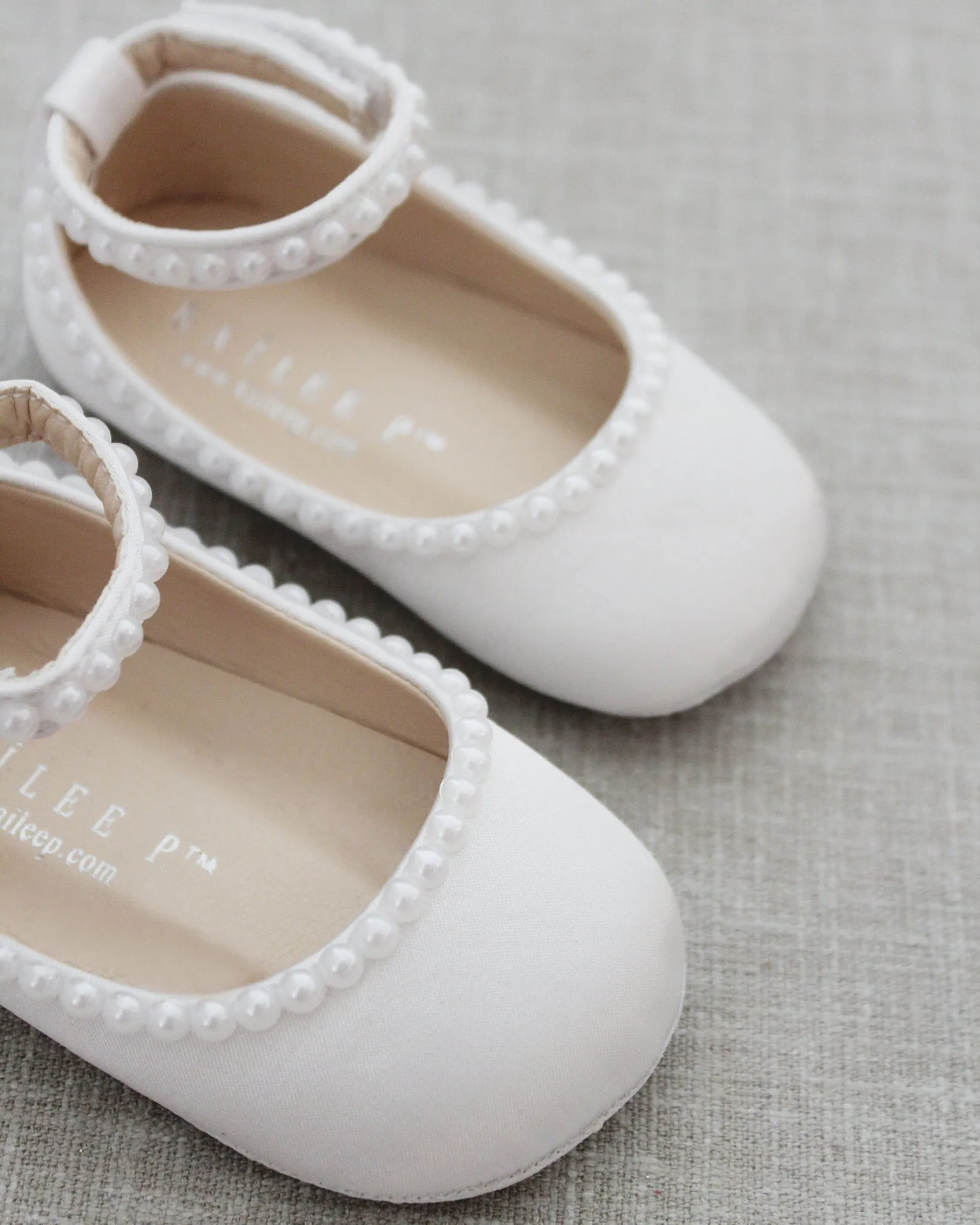 Satin Flats with Mini Pearls