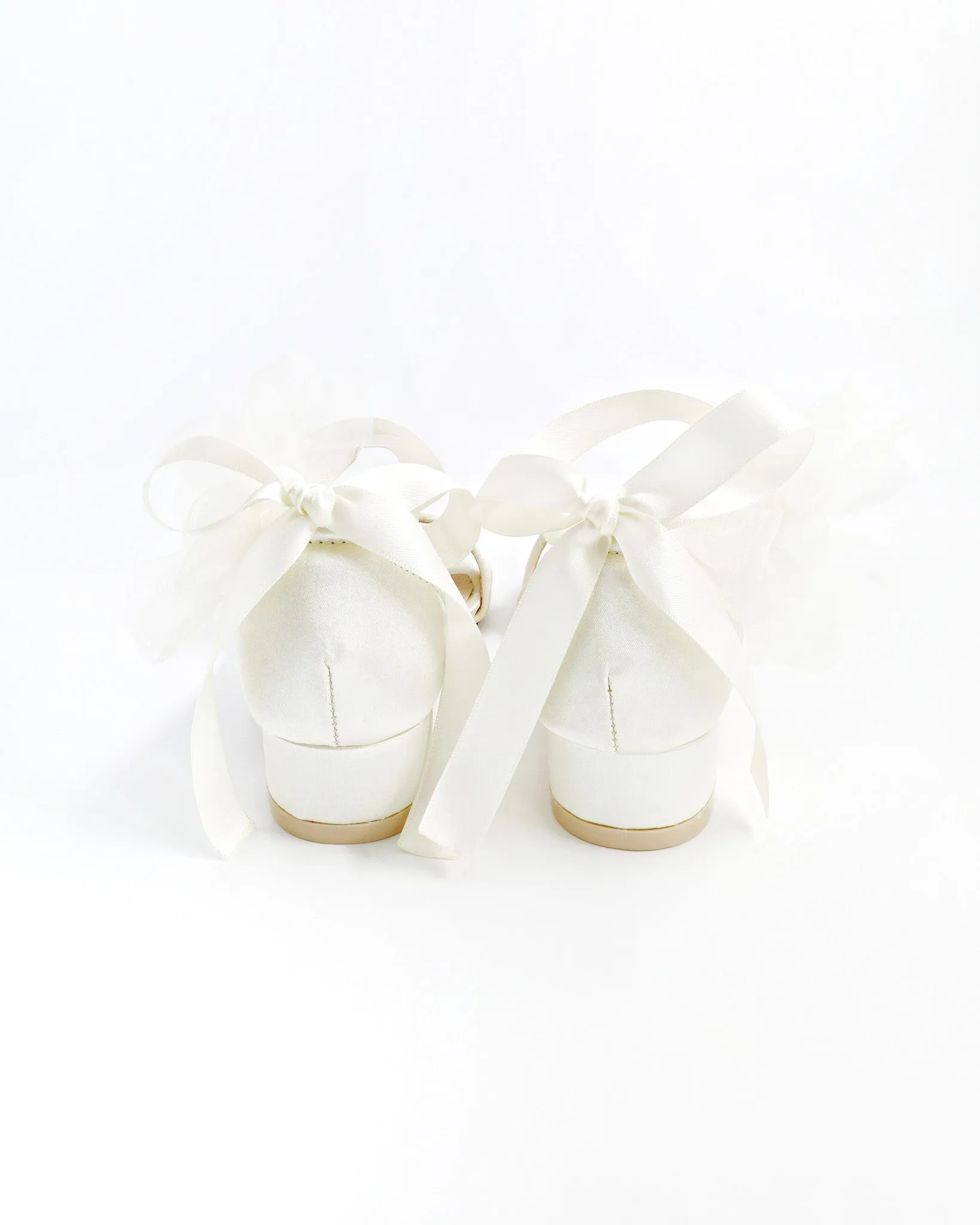 Satin Pointy Toe Wedding Flats with Ophelia Flowers