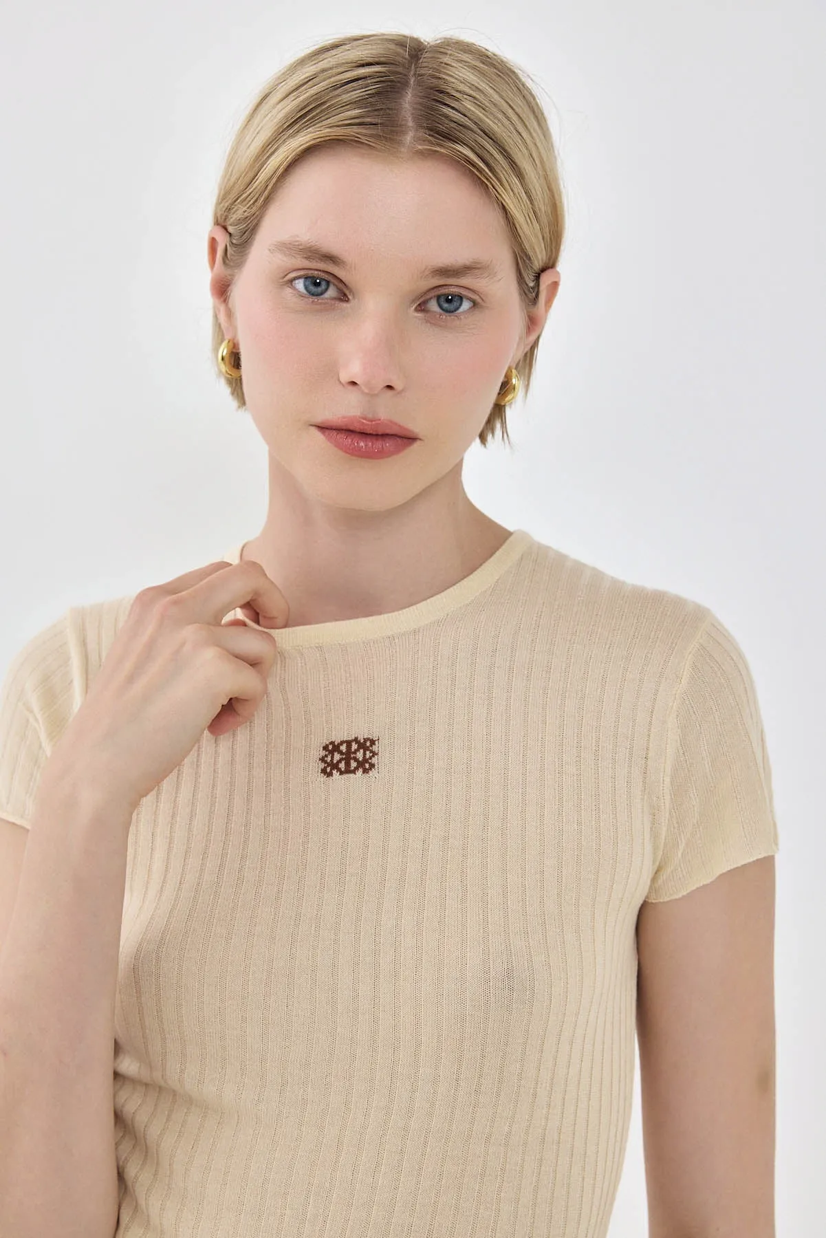 Sheer Knit Logo T Shirt