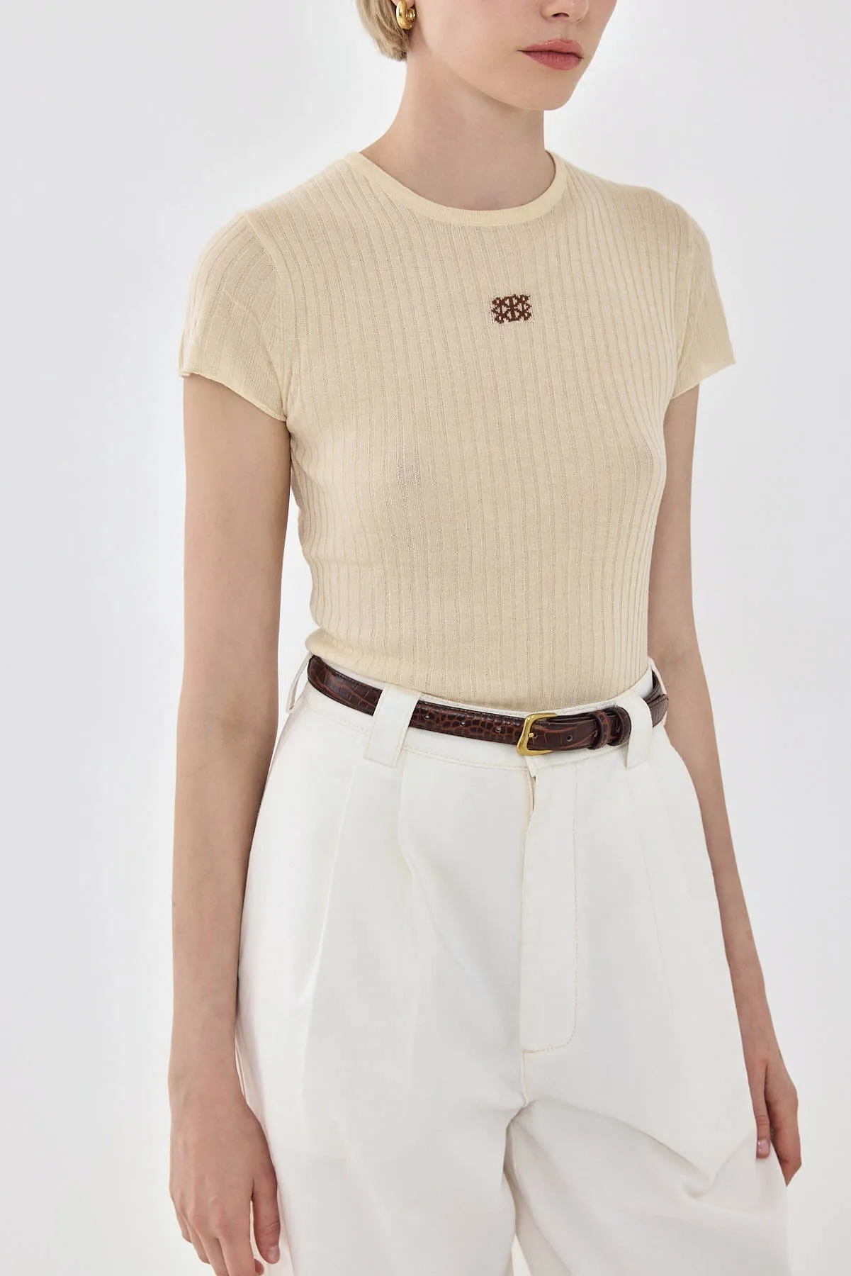 Sheer Knit Logo T Shirt