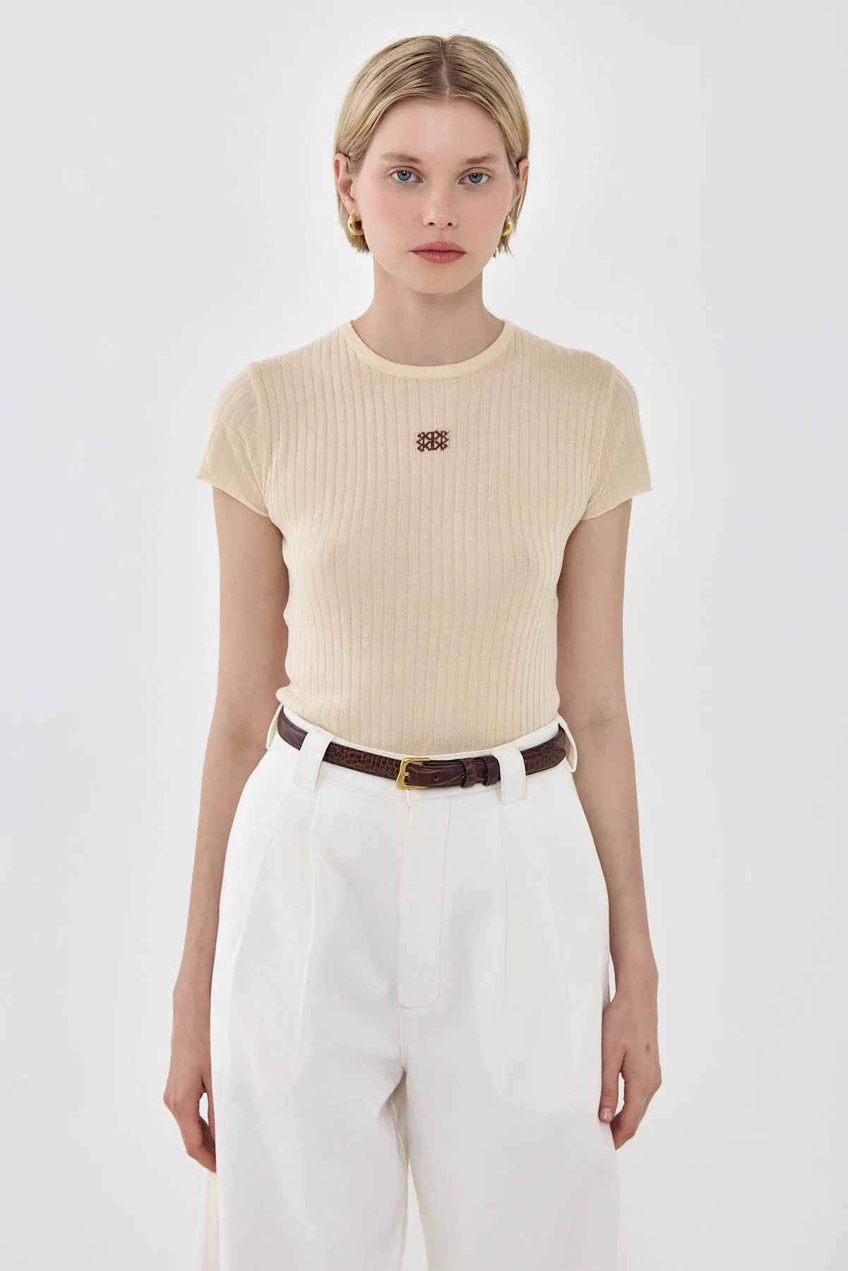 Sheer Knit Logo T Shirt