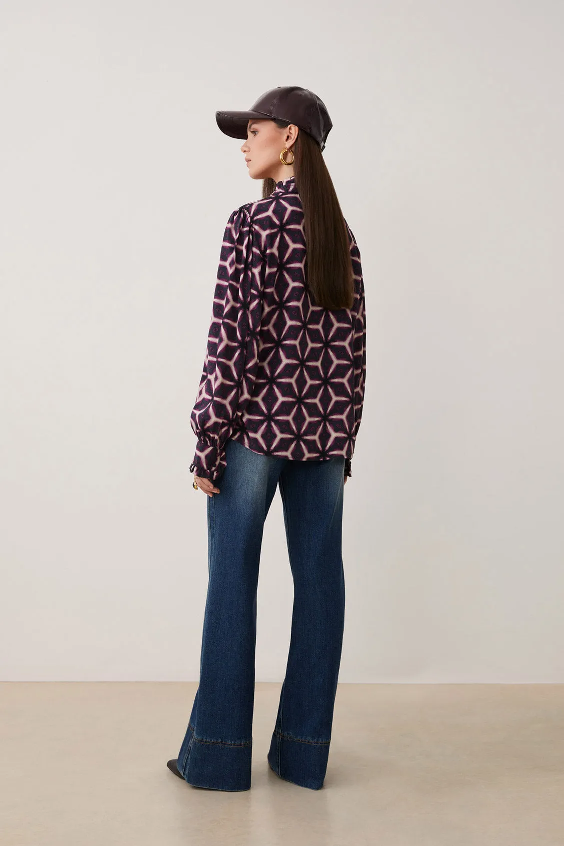 Suncoo Lahsen Violet and Cream Blouse