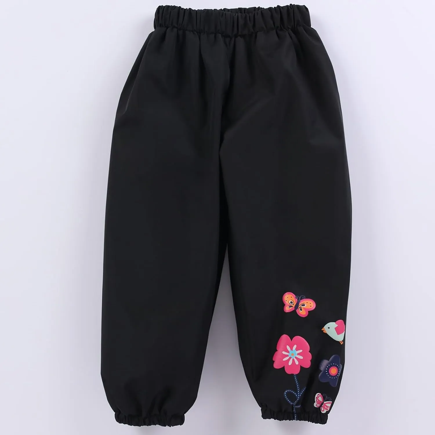 Toddlers Rain Waterproof Pants Little Boys Girls Butterfly Flower Printed Mud Dirty Proof Trousers Kids Rainwear