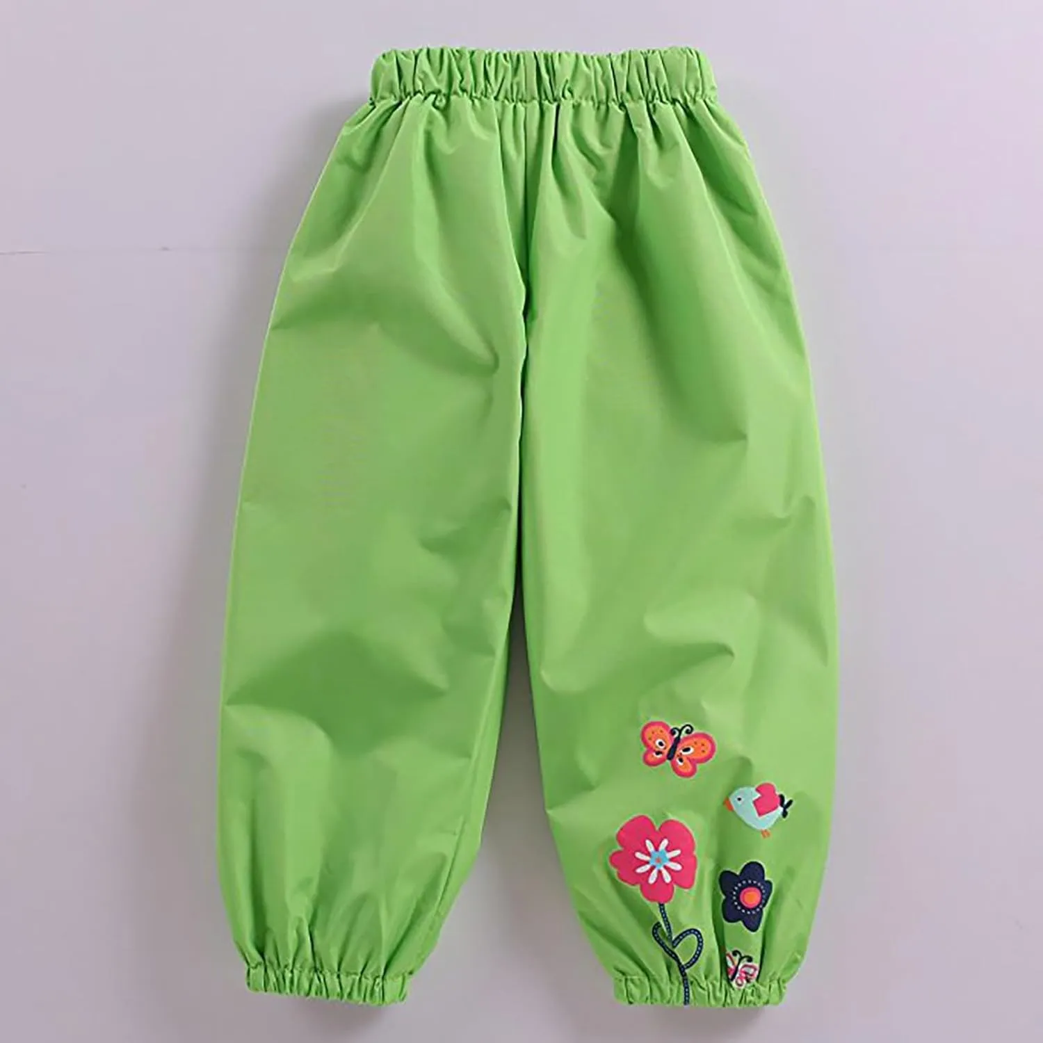 Toddlers Rain Waterproof Pants Little Boys Girls Butterfly Flower Printed Mud Dirty Proof Trousers Kids Rainwear