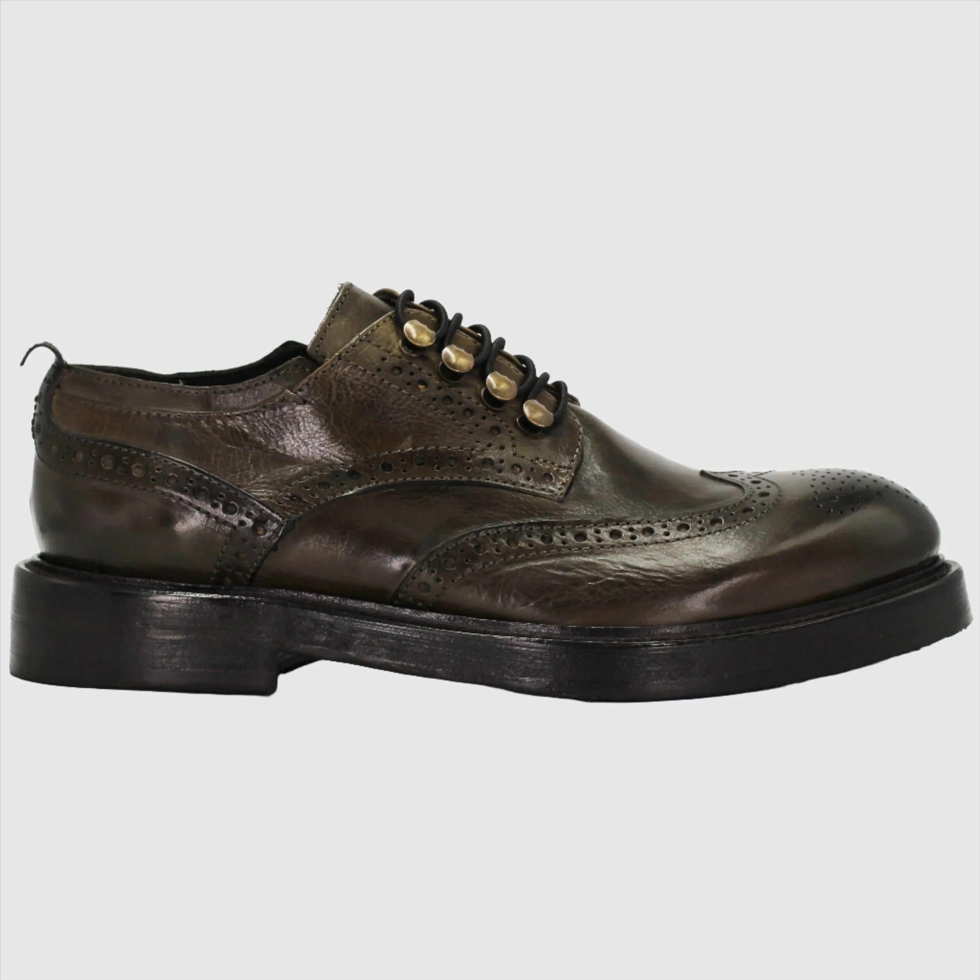 Women's Oxford Brogue in Calf Leather Verde (JPD37907/1)