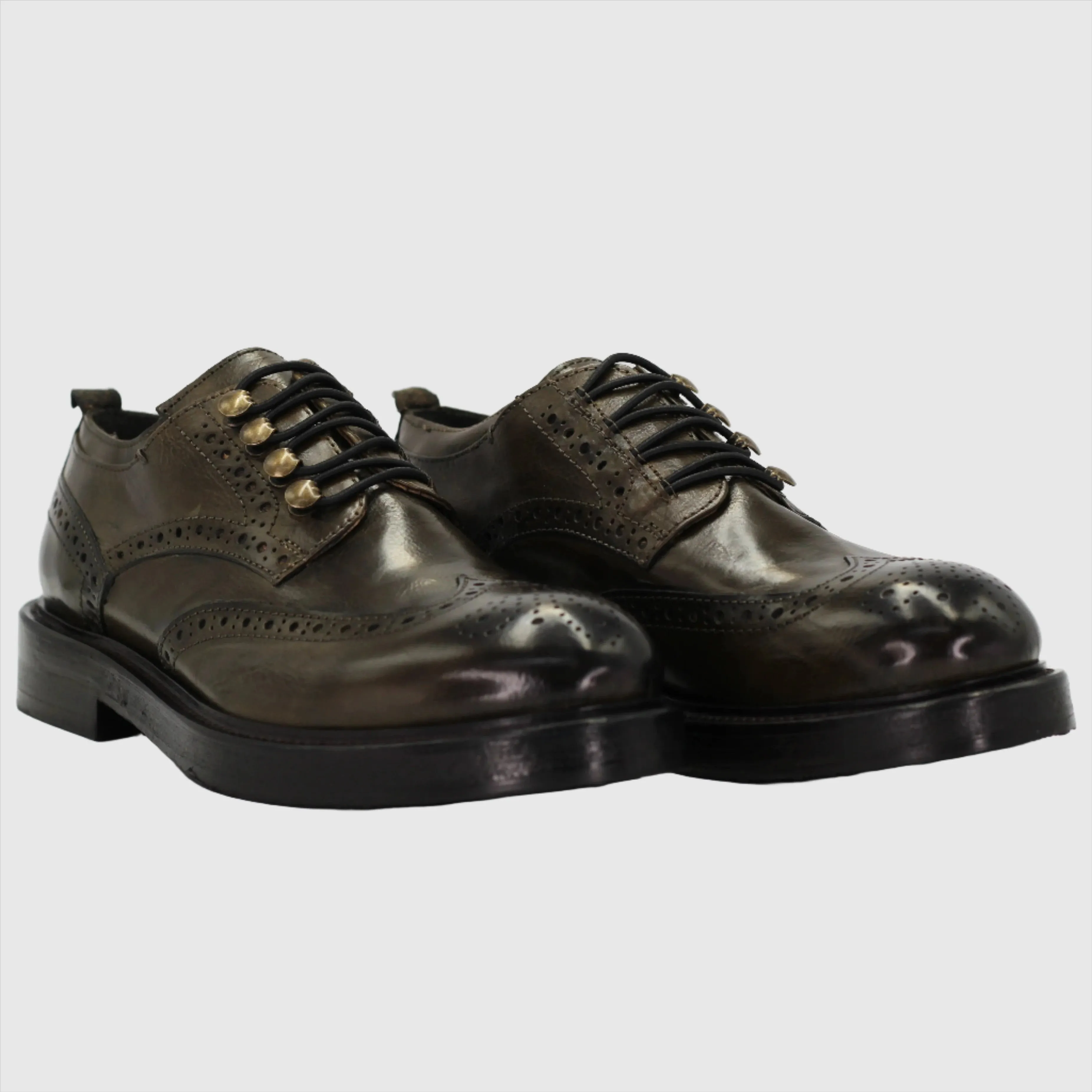 Women's Oxford Brogue in Calf Leather Verde (JPD37907/1)