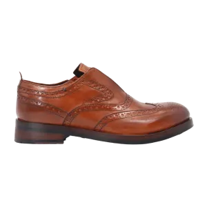 Women's Slip-On Oxford Brogue in Calf Leather Cuoio Tan (JPD35773/19)